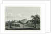 Country scene with mountain range and two figures by William Alexander