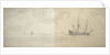 A Dutch man-of-war at anchor by Willem Van de Velde the Younger