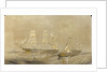 'Agamemnon' at sea, a cutter in the foreground by Oswald Walter Brierly