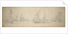 The Dutch fleet at anchor near the coast by Willem van de Velde the Elder