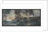HMS 'Vindictive' alongside the Mole, Zeebrugge, April 23rd 1918 by Charles Dixon