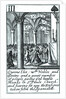 1588 Armada Playing Cards, III of Spades. 'Queene Eliz. with Nobles and Gentry and a great number of people giving God humble thanks in St Pauls Church and having set upp the Ensignes taken from the Spaniards' by unknown