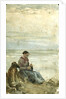 A Woman Seated in Sand Dunes Overlooking the Sea by William Lionel Wyllie