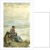 A Woman Seated in Sand Dunes Overlooking the Sea by William Lionel Wyllie