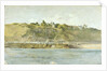 A village on the coast seen from the sea, Northern France by William Lionel Wyllie