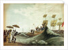 Ship's boat arriving on beach, Madras by unknown