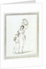 Lady Emma Hamilton and a child in a classical pose, holding a tambourine above her head by Frederick Rehberg