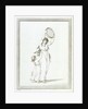 Lady Emma Hamilton and a child in a classical pose, holding a tambourine above her head by Frederick Rehberg