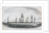 Destruction of American fleet by Sir G. Collier's squadron in Penobscot Bay, 14 August 1779 by Baily