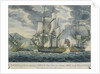 Captain Barton capturing a French frigate and sinking a brig in the West-Indies by William Elmes