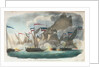 'Speedy' sloop of war attacked by Spanish gun-boats by Wells