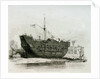 The 'Discovery' convict ship (lying at Deptford), the vessel which accompanied Captain Cook on his last voyage by Edward William Cooke