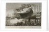 An exact Representation of Launching the Prince of Wales Man of War, before their Majesties, at Portsmouth' by Joshua Cristall