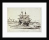 HMS 'Pembroke' in a squall, 12 April 1839 by W.H. Wardrop