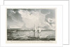 HM Brig 'Frolic' entering the harbour of Rio Janerio, during a Pampeiros. Sugar Loaf Mountain. Cochorvada Mountain by G.E. Madeley