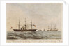 The 'Niagara', 'Valorous', 'Gordon' & 'Agamemnon' laying the cable at mid-ocean by Sarony