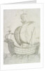 A three-masted ship under sail by Venetian School