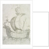 A three-masted ship under sail by Venetian School