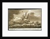 The 'Arethusa' frigate scudding under Foresail in a storm, with a view of Plymouth, and Maker Church at a distance by William Allen