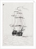 Frigate taking in studsails by Robert Pollard