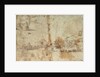 Study of a Mediterranean xebec and studies of ship sterns by Abraham Casembrodt