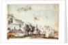 Landscape and view of village (reverse) by Abraham Casembrot