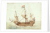 A Dutch three-masted ship under sail by Cornelis Verbeeck