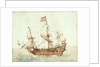 A Dutch three-masted ship under sail by Cornelis Verbeeck