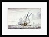 A Dutch Yacht beating out of a harbour off Kampsen by Wigerus Vitringa