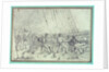 Shipboard scene of men firing canons by unknown