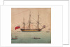 A frigate at anchor by Foreign School