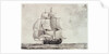 Frigate under full sail by Charles Gore