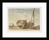 Dover Beach 1815. Three fishing boats by William Payne