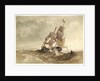 A brig in a sea with a distant coast by James Chrisholme Gooden
