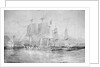 Ganges & Blanche becalmed in the swell off the Bar of Rio Augst/27 by E.E. Vidal