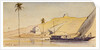 A large lateen-rigged vessel passing along the Nile by Edward Lear