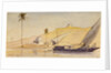 A large lateen-rigged vessel passing along the Nile by Edward Lear