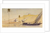 A large lateen-rigged vessel passing along the Nile by Edward Lear