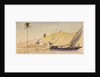 A large lateen-rigged vessel passing along the Nile by Edward Lear