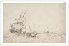 Study for a painting with 17th century shipping by Oswald Walter Brierly