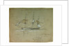 'L' Aigle' hove to and reefs in, 12 December 1841 by Oswald Walter Brierly