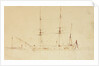 HMS 'Beagle' at anchor in a calm by Oswald Walter Brierly