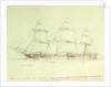 Study of HMS 'Amethyst' with notes about sail plan by William Lionel Wyllie