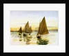 Small gaff-rigged cutters at sunset by William Lionel Wyllie