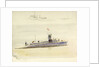 Submarine J.5 and rough sketch of another fighting vessel by William Lionel Wyllie
