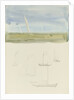 Three yachts at sea in the hazy distance with graphite sketches of yachts below by William Lionel Wyllie