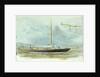 Portrait of a yacht at sea with crew on deck and detail of vessel enlarged in right-hand corner by William Lionel Wyllie