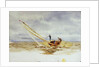 Close-hauled heeling sailing dinghy by William Lionel Wyllie