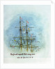 Three masts and rigging showing the flag signal 'England expects that every man will do his duty', annotated by William Lionel Wyllie