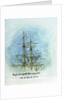 Three masts and rigging showing the flag signal 'England expects that every man will do his duty', annotated by William Lionel Wyllie